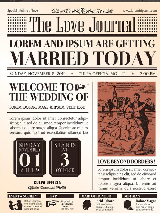 Newspaper Wedding invitation