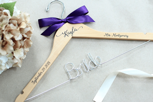 A PERSONALIZED HANGER FOR HER WEDDING DRESS
